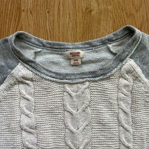 Cream and grey cable knit sweater